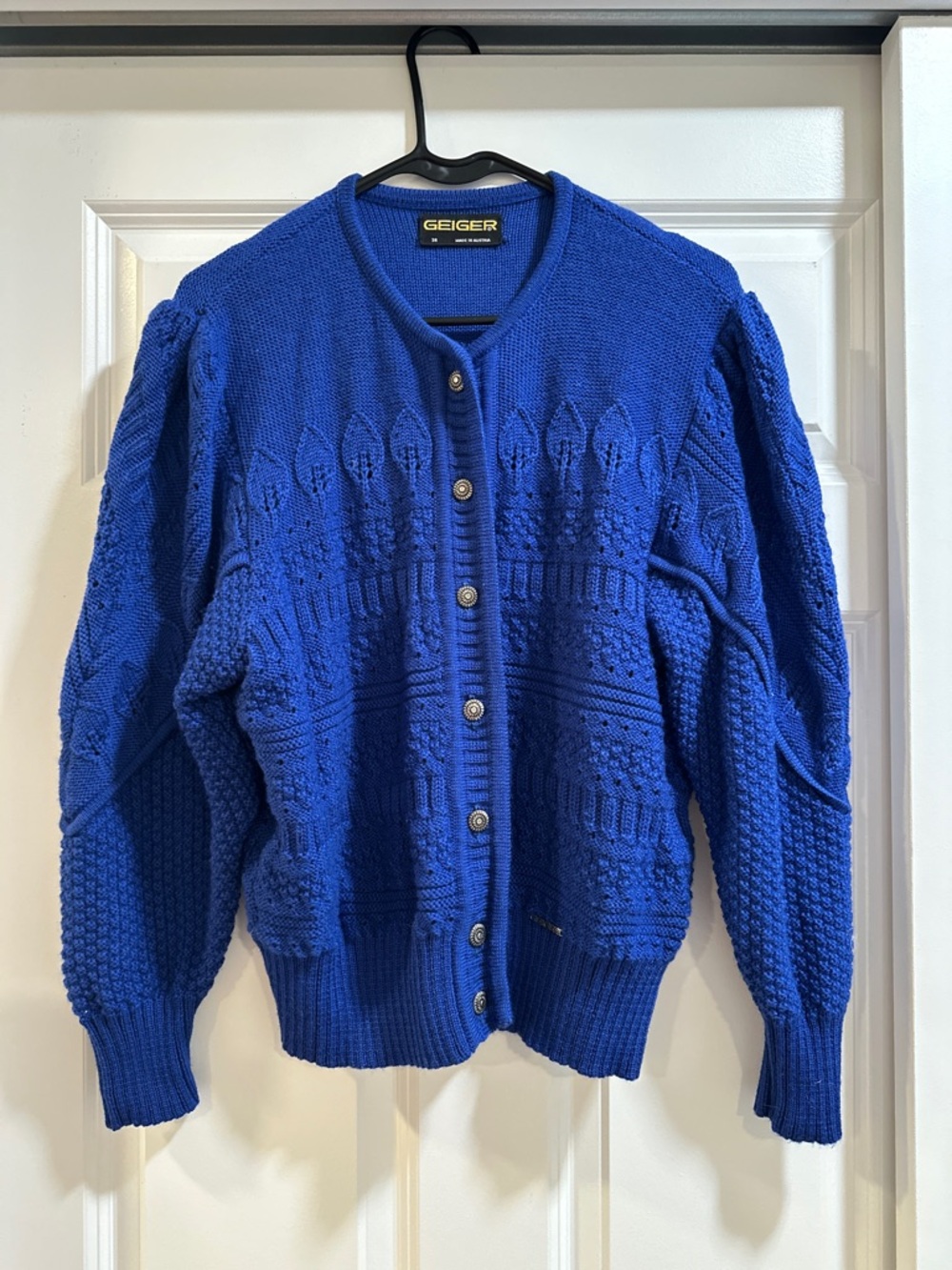 Geiger Women's Royal Blue Wool Button-Up Cardigan
